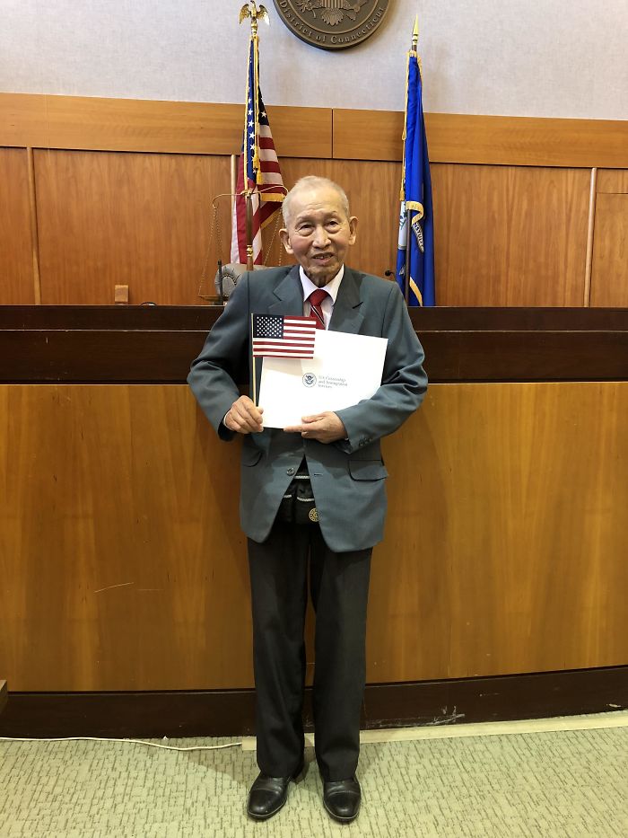 My 92 You Old Grandpa Officially Became A U.s Citizen