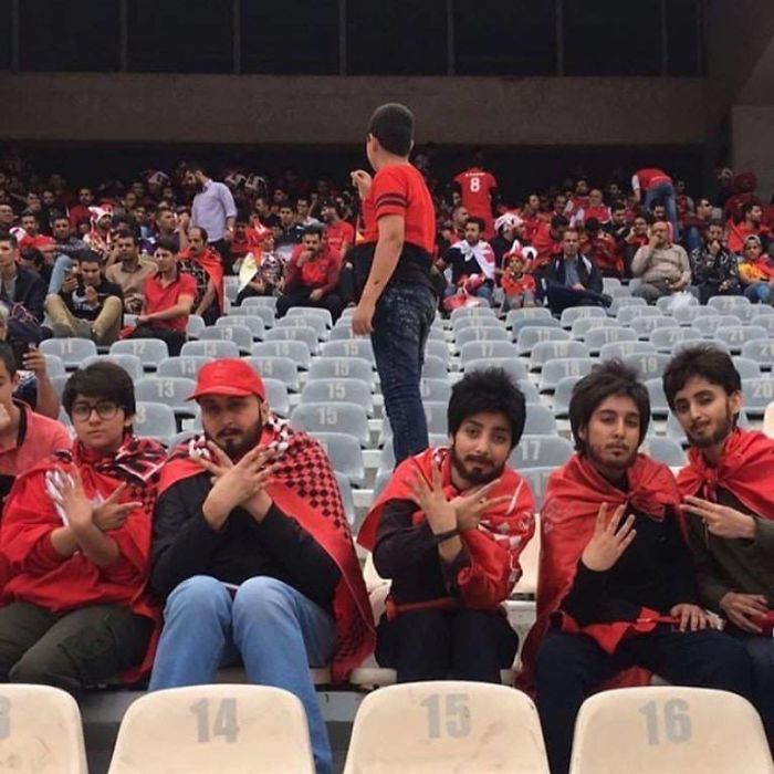 Women Are Not Allowed To Attend Soccer Matches In Iran. 5 Girls Sneak In Azadi Stadium In Disguise To Celebrate Persepolis Championship In Iran's Persian Gulf Pro League