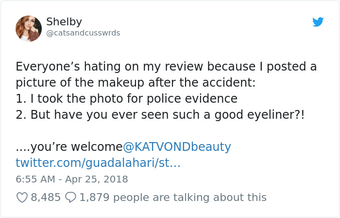 Woman’s Review Of Eyeliner That Stays Intact Through Harrowing Car Accident Goes Viral, And It’s Hilarious