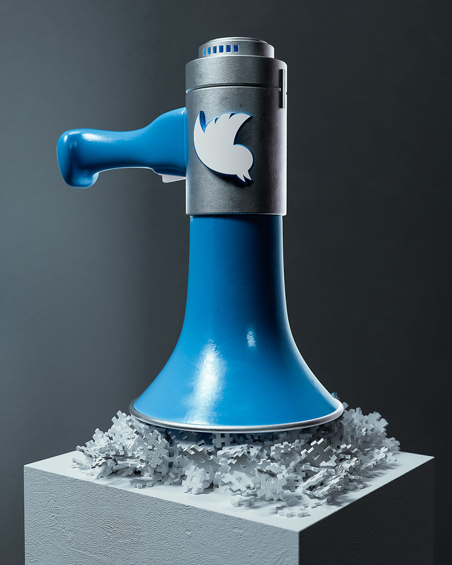 Artist Creates Metaphorical Sculptures Of Social Media Giants