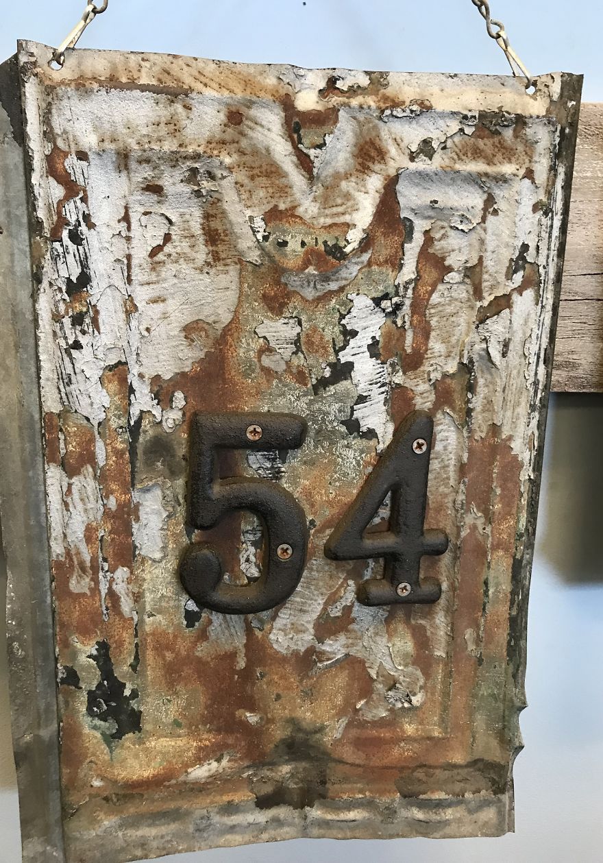 I Transform Architectural Tin Roof Tiles Into Incredible Street Number Address Signs