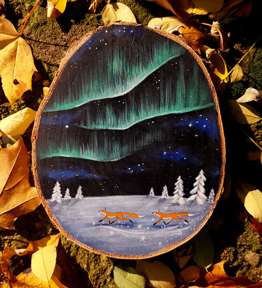 I Love To Paint On Wood Pieces Found During My Forest Wanderings.