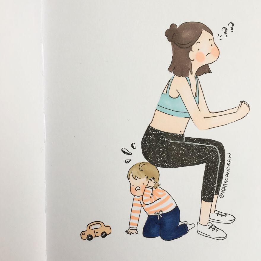 Working Out At Home Has Its Own Set Of Problems When You're A Mom
