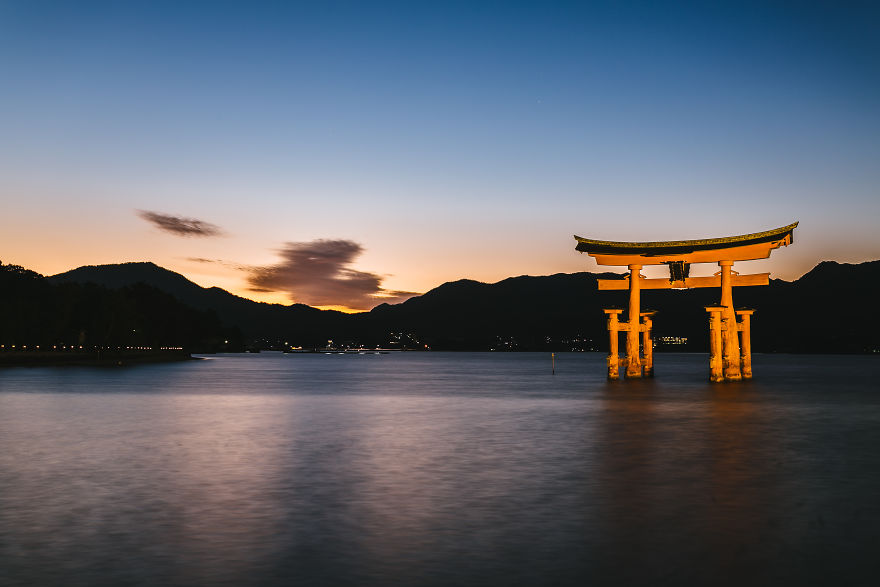 View Of The Floating Torii Gate From The Itsukushima Shrine