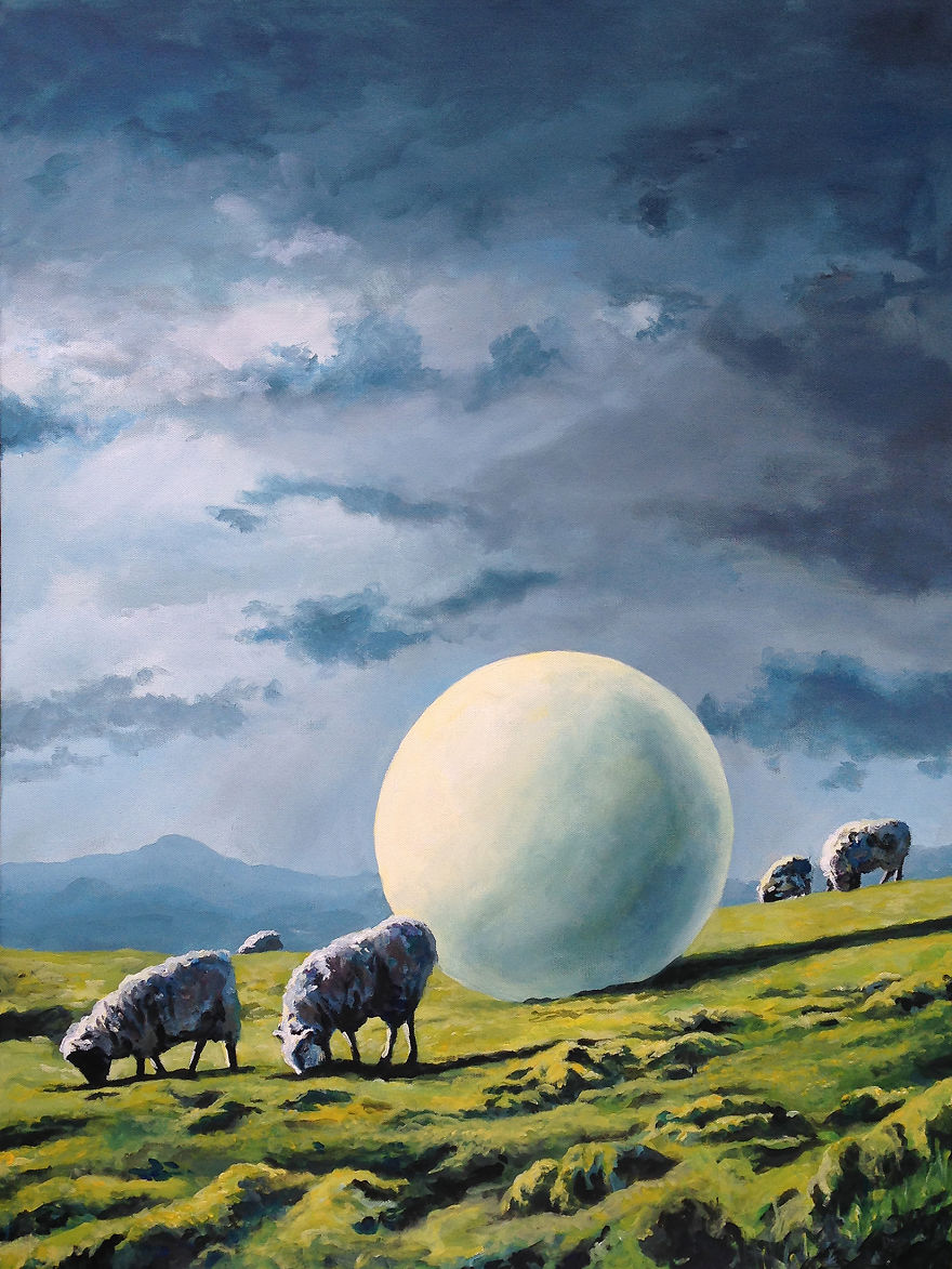 I Create Melancholic Paintings Of Astronauts And Sheep