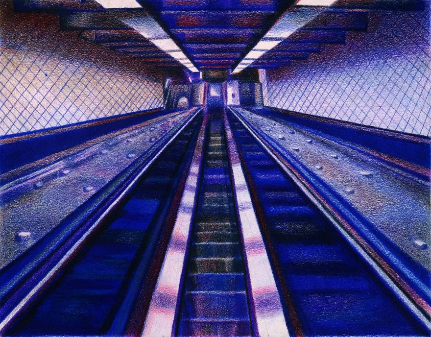 My Drawings Of The 181 St Subway Platform And Escalators In Washington Heights Manhattan