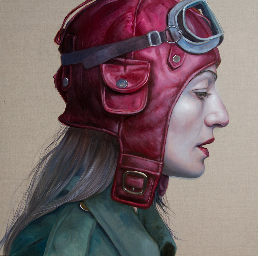 This Artist Paints Women With Helmets On And Social Media Loves Them