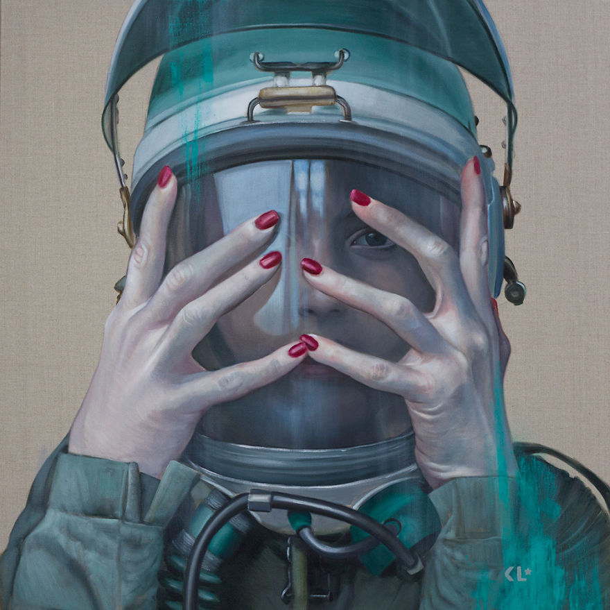 This Artist Paints Women With Helmets On And Social Media Loves Them
