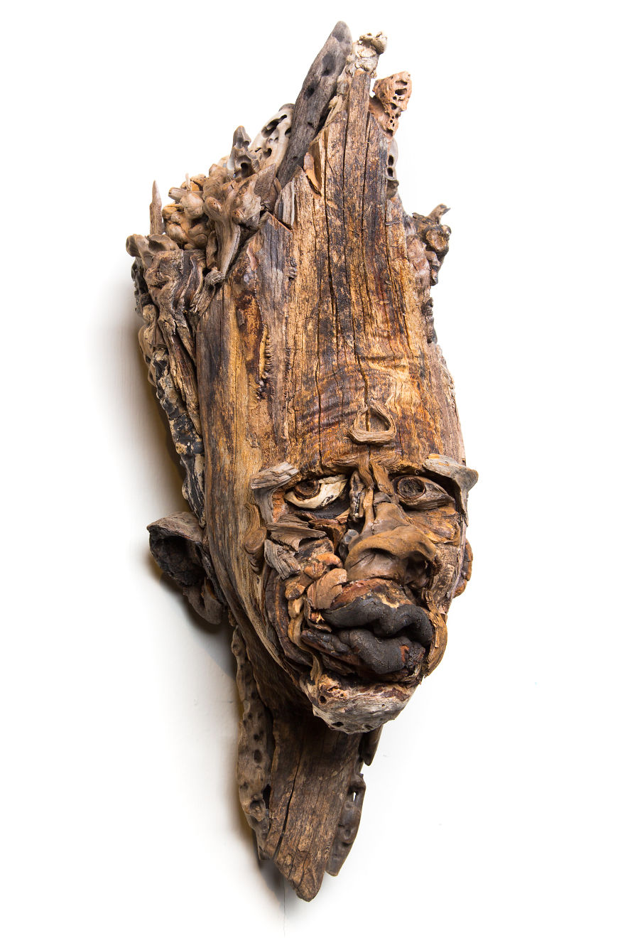 I Have Been Sculpting Faces And Bodies From Driftwood For Over 17 Years