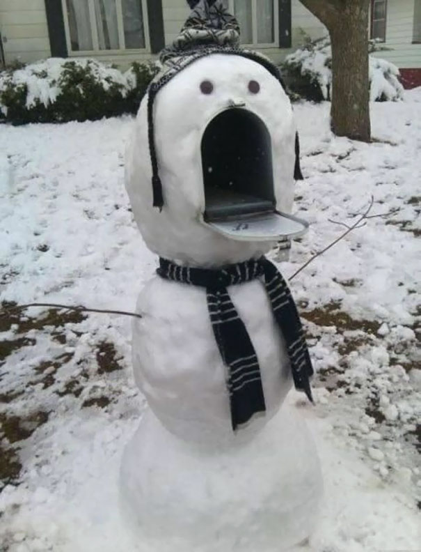 When Life Gives You Snow, Build A Snowman For Your Mailbox!