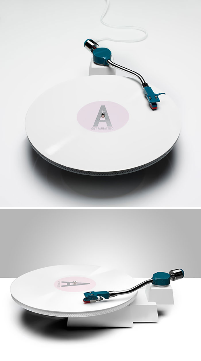 Record Player Reboot With A Beautifully Minimal Design Seen Alongside With All The Features Of All Full Fledged Record Player With 50% Less Footprint