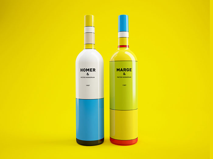 The Simpsons Inspired Minimalist Wine Bottles