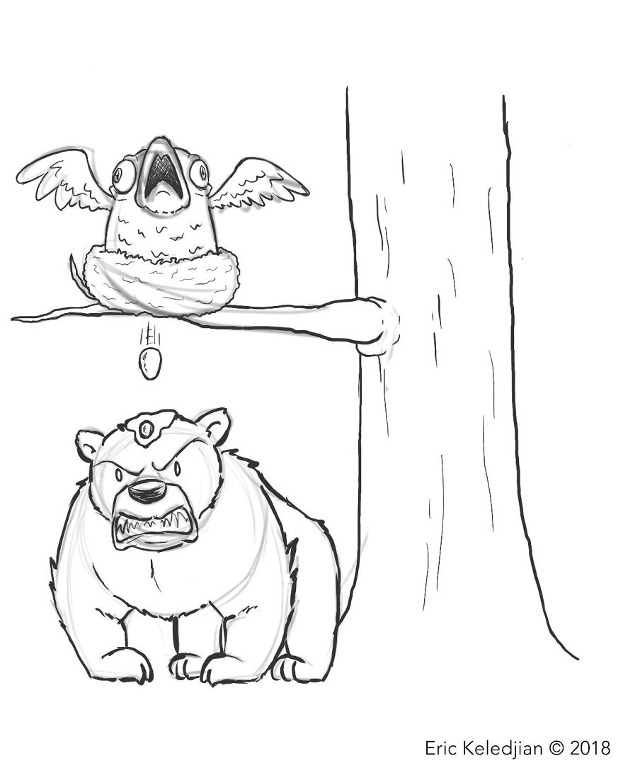 I Challenged Myself To Add One Character A Day To This Bear Drawing For 19 Days Until I Got This Result