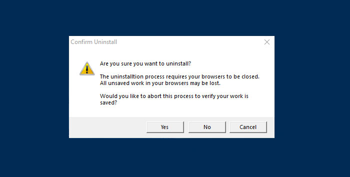 You Have To Click "No" To Continue The Uninstall