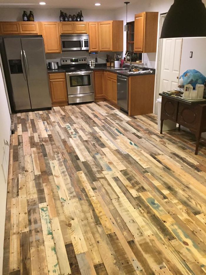 Wood Floor Made From Reclaimed Shipping Pallets