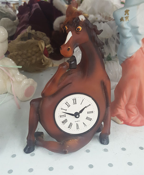 I Call This One “Sexy Goodwill Horse Clock”