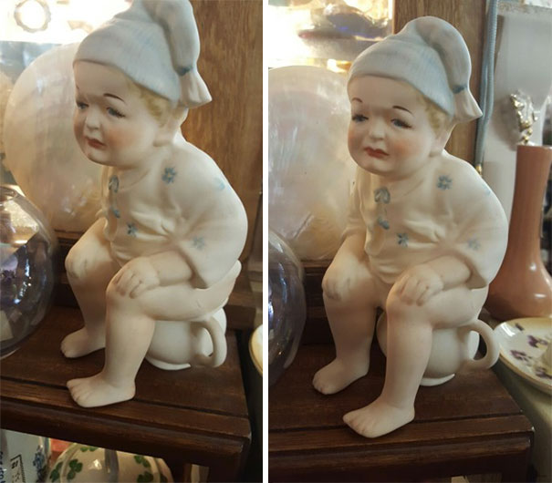 Found This Weird Baby Ted Cruz Pooping In A Cup At An Antique Store In My Home Town