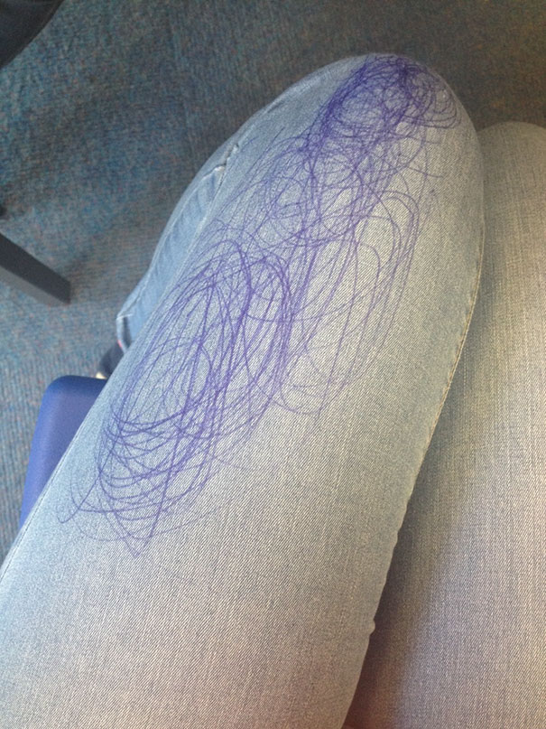 I Was Just Absentmindedly Running My Pen Over My Jeans While Talking To My Teacher And I Didn’t Realise It Was Open