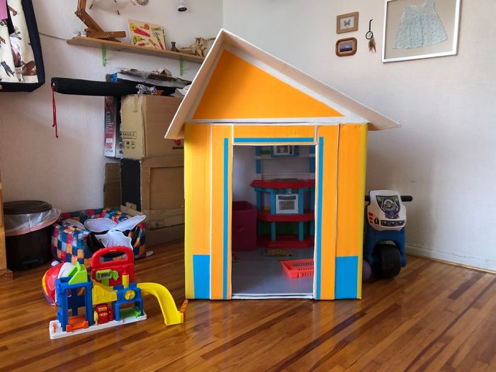 I Made A Little Cardboard House For My Daughter