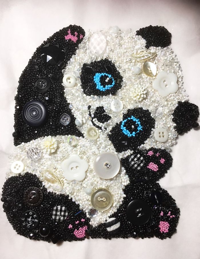 A Panda I Made Fro. Beads And Buttons
