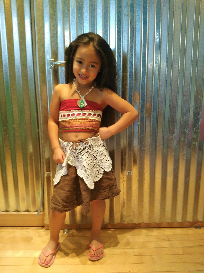 Moana Costume - All Made From Used Items, Including Her One-Of-A-Kind Necklace.
