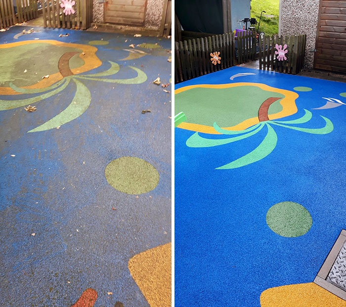 Before And After Of A Playground Cleaned At Wirral School. The Difference Is Amazing