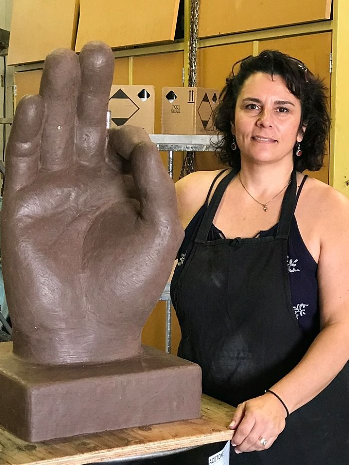 Sculpted A 2 Ft. Tall "Ok" Hand Statue