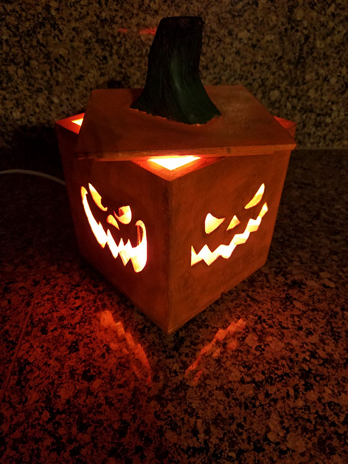 Got Tired Of Making New Jack-O-Lanterns Each Year That Just Rot And Get Thrown Away. Made One Out Of Wood This Year