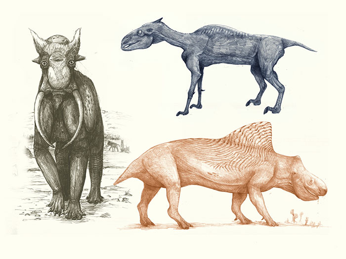 An Elephant, A Rhinoceros And A Horse Reconstructed With The Mistakes We Often See In Reconstructions Of Dinosaurs And Other Extinct Animals. From My Book, All Yesterdays, Unique And Speculative Views Of Dinosaurs And Other Prehistoric Animals