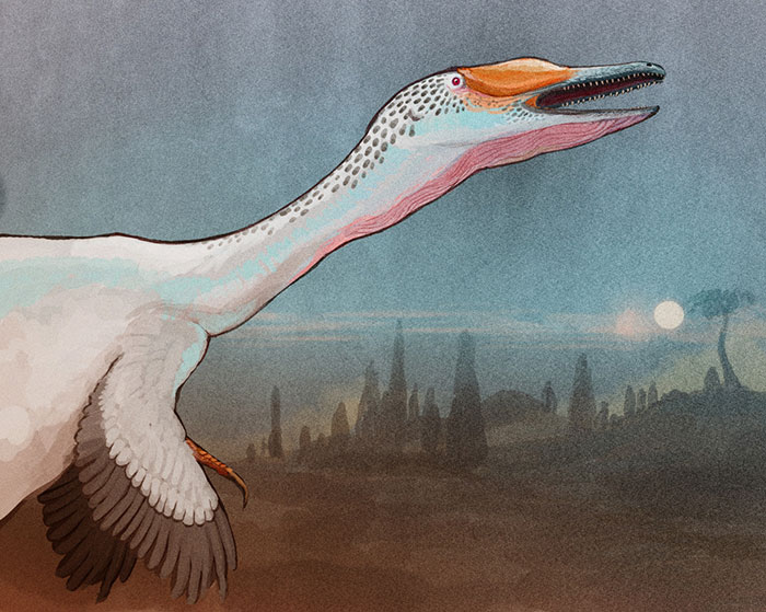 The Demon-Bird Austroraptor Howls Against The Full Moon