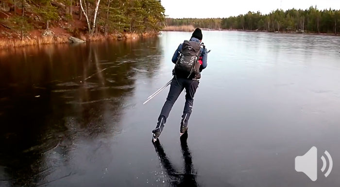 Guy Skates On Thin Black Ice And The Sound It Makes Is Out Of This World