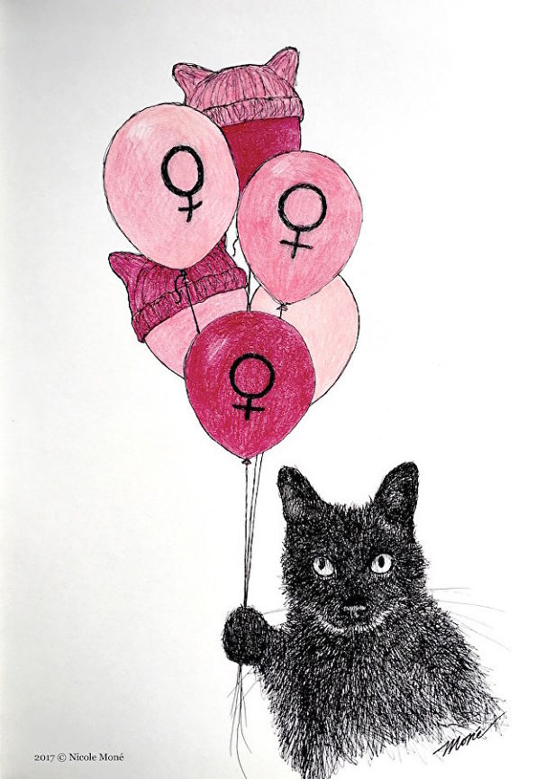 Drawings Of Cats With Pink Pussy Hats