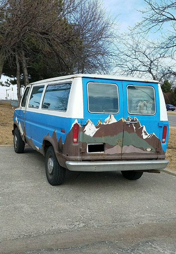 This Van That Was Painted Over The Rust To Make Mountains