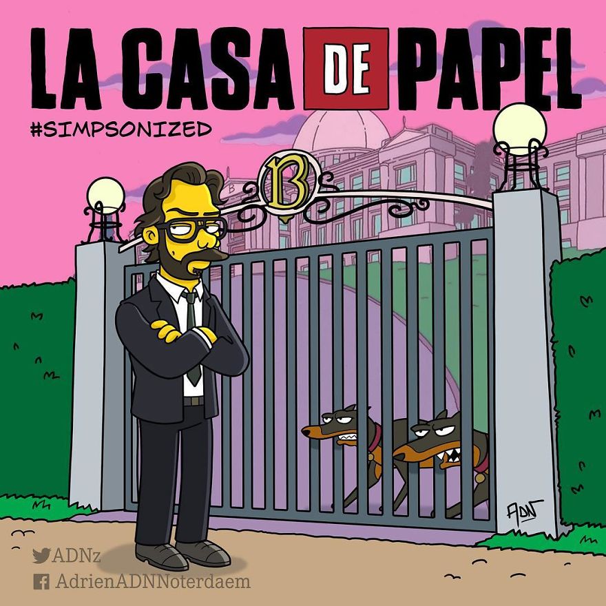 Cartoonist Transforms The Characters From The Series "La Casa De Papel" Into Simpson Version And The Result Is Lovely