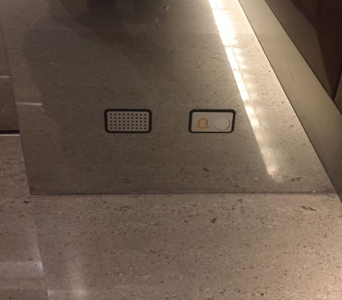 This Elevator With An Additional Alarm Button Near The Ground In Case You Can’t Get Up