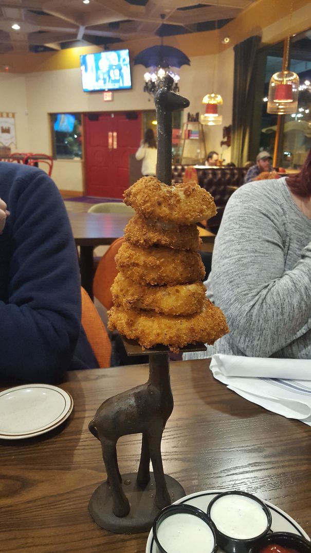 We Received Our Onion Rings On A Giraffe