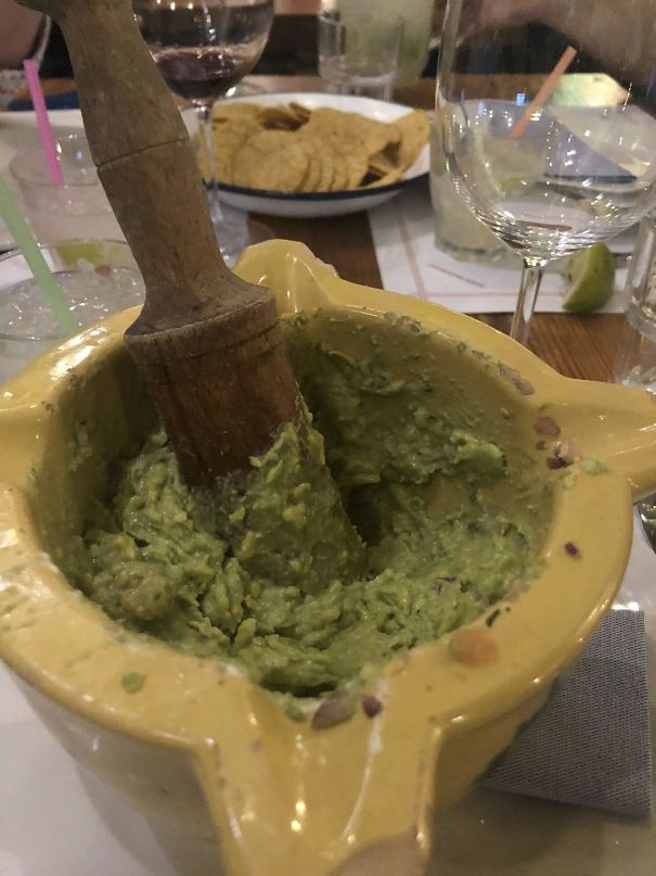 Went To A Restaurant In Spain And Ordered Some Guacamole. Had To Crush My Ingredients By Myself