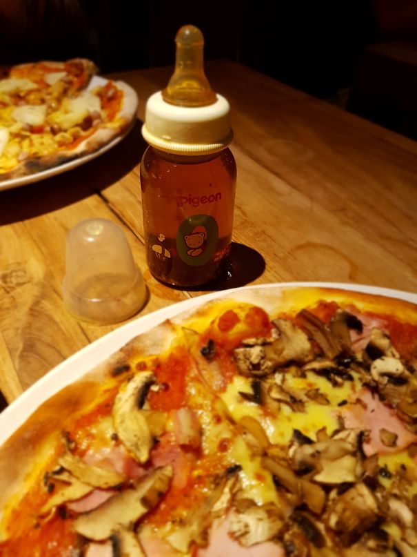 I Just Got Served My Pizza Oil In A Baby Bottle
