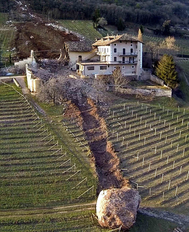 Here's A Boulder That Rolled Through A House In Italy