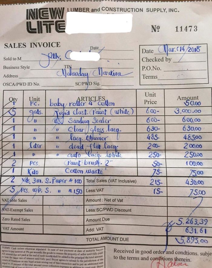 This Receipt From A Hardware Shop