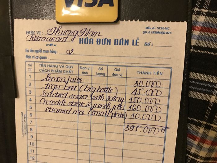 This Bill We Received In Can Tho, Vietnam