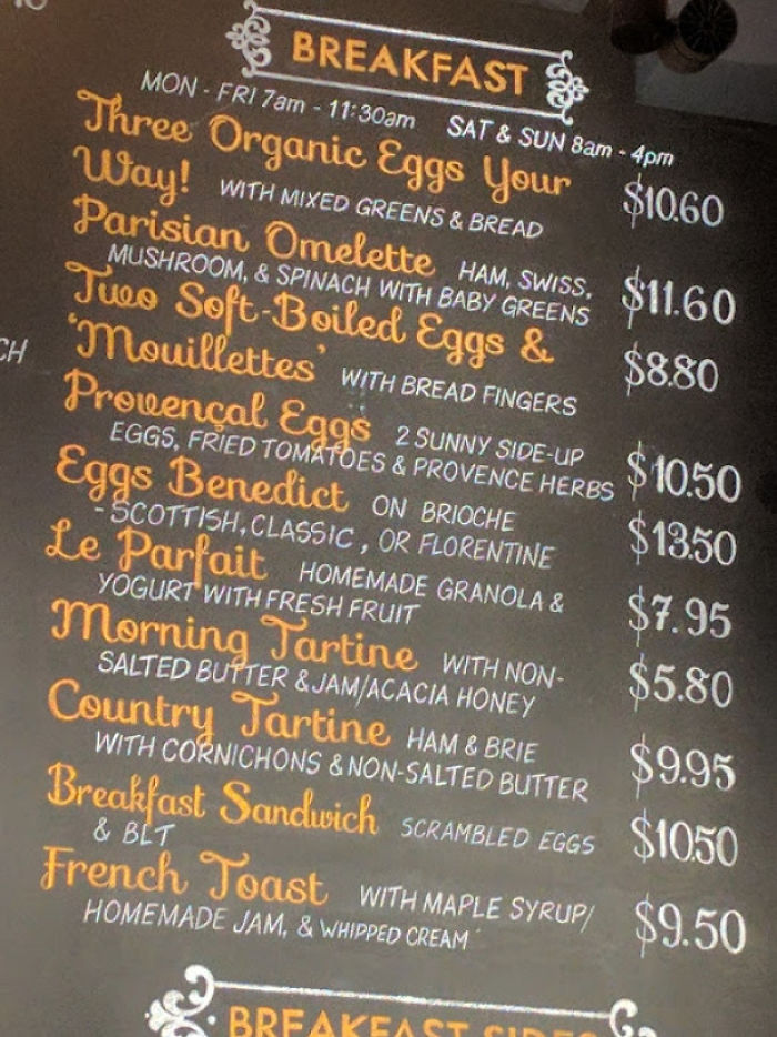 This Hand-Written Menu At A Cafe In Downtown La