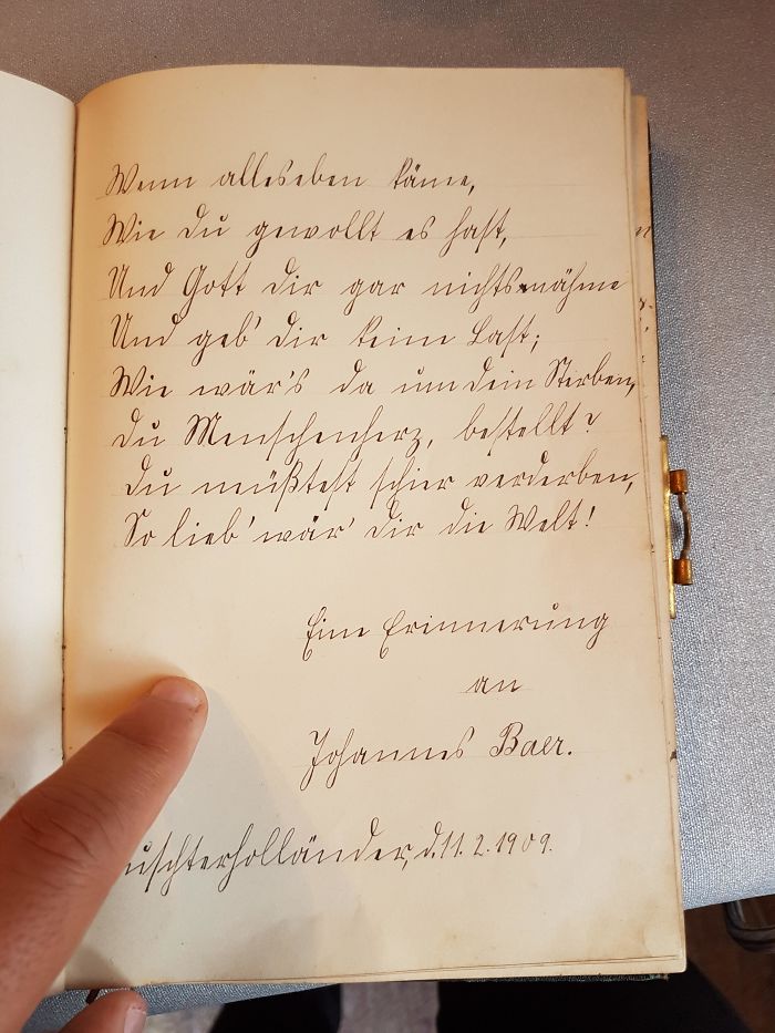I Found This Poetry Album Of Great Grandfather That He Wrote With His Friends In Old German Language Around 1909