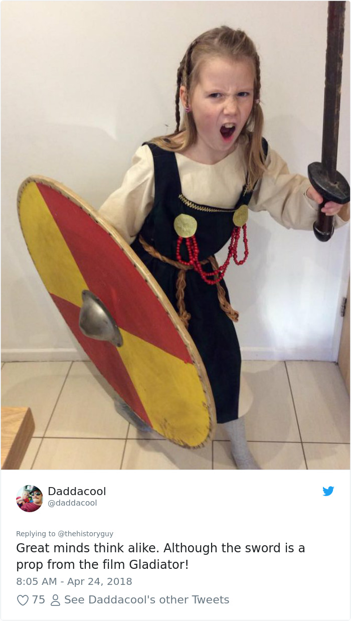 Girl Crushes Gender Norms With Her Costume For School Medieval Feast, Inspired By Her Historian Dad