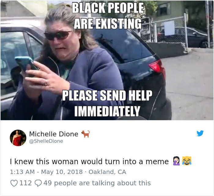 Meme of white woman calling police on black people