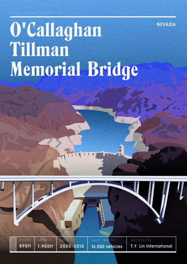 An Artist Illustrated America's Most Iconic Bridges In Retro Travel Poster Style