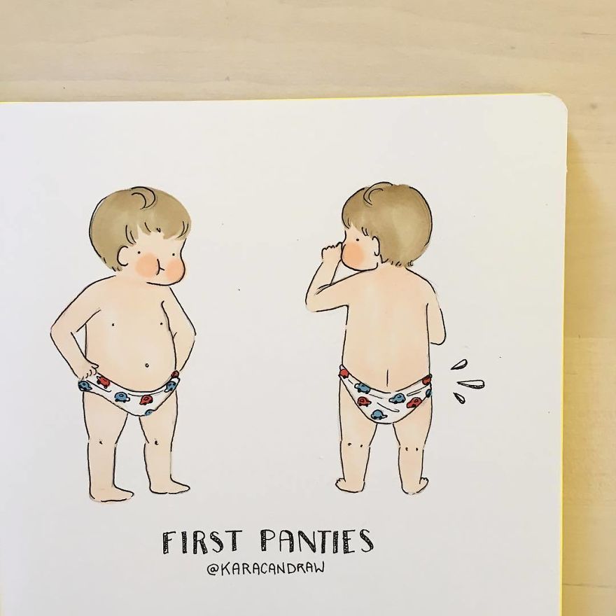 We Bought James His First Pair Of Underwear With Cute Little Trucks On It. But The Sizing Is Way Off So They Just End Up Sliding Off His Tiny Bum