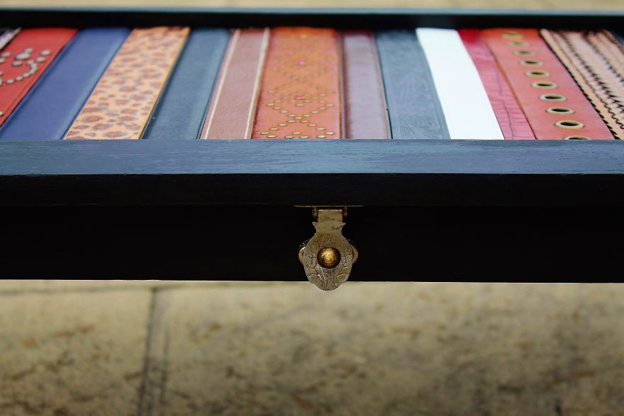 I Used Leather Belts To Upcycle This Small Table