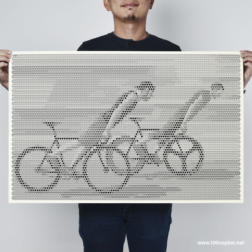 A Print Art Made From 6825 Bicycles