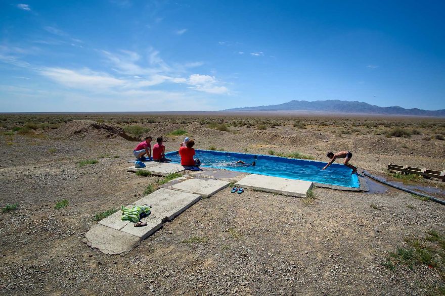 A Local Ranger That I Stayed With During One Of My Trips Built This Swimming Pool For His Family In A Middle Of A Desert